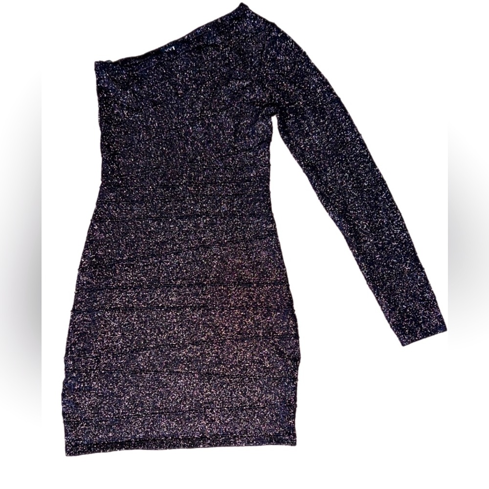 XXI Black With Sparkles one shoulder Mini Dress Size S/P